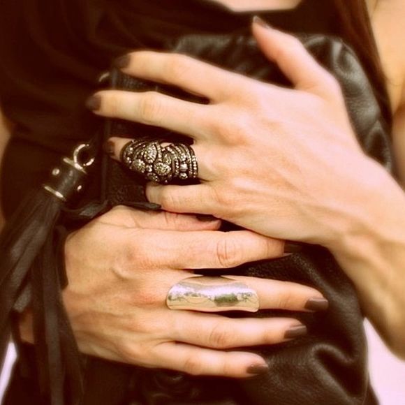 GORGEOUS SILVER GUNMETAL CZ COVERED JOINTED FULL FINGER SHIELD KNUCKLE RING NWT - Picture 11 of 11